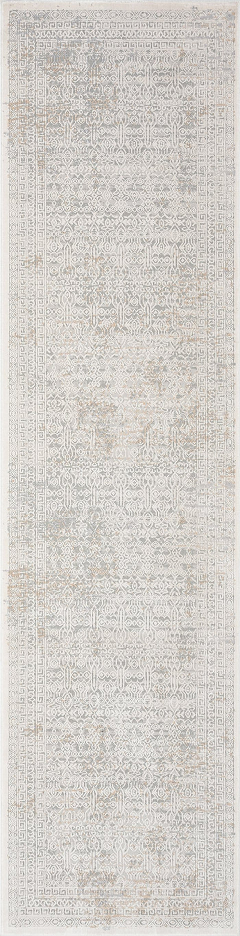 Seda Cream Ivory And Grey Traditional Floral Runner Rug