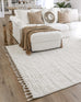 Serena Ivory Cream Textured Tassel Rug