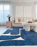 Simora Blue Abstract Washable Wool Rug
