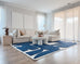Simora Blue Abstract Washable Wool Rug