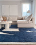 Simora Blue Abstract Washable Wool Rug