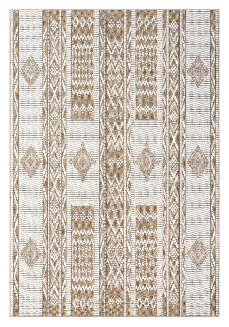 Sitaah Brown and Ivory Tribal Flatweave Indoor Outdoor Rug