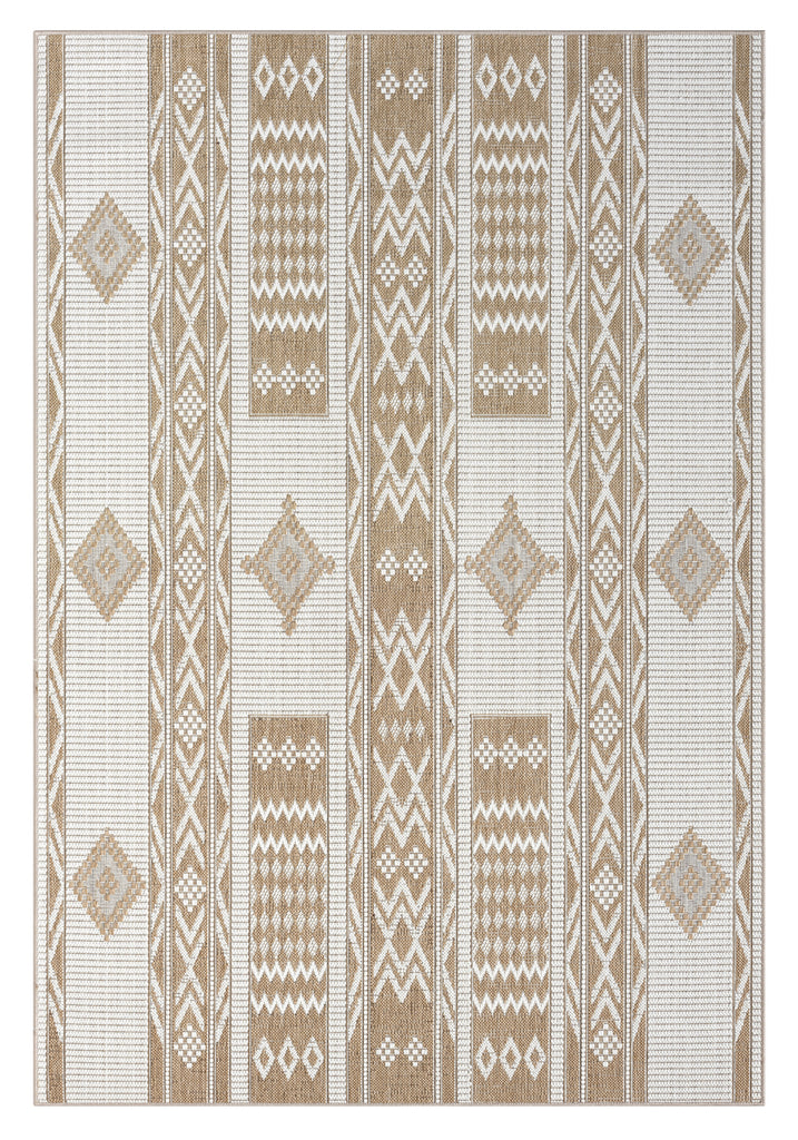 Sitaah Brown and Ivory Tribal Flatweave Indoor Outdoor Rug
