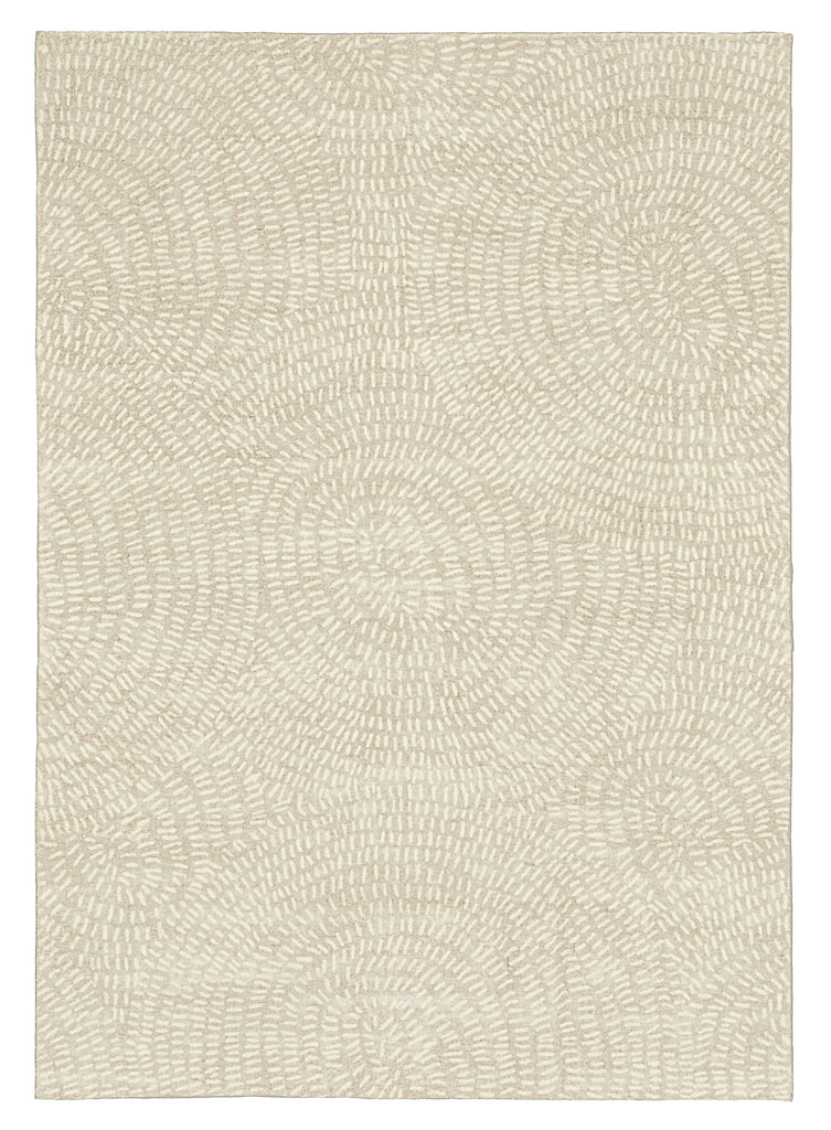 Sunita Grey Cream Circle Dot Pattern Washable Rug