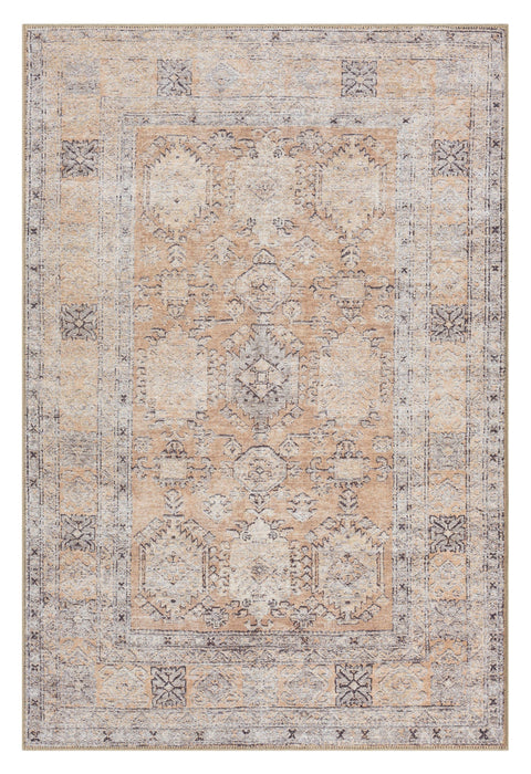 Sydelle Brown and Grey Traditional Distressed Washable Rug