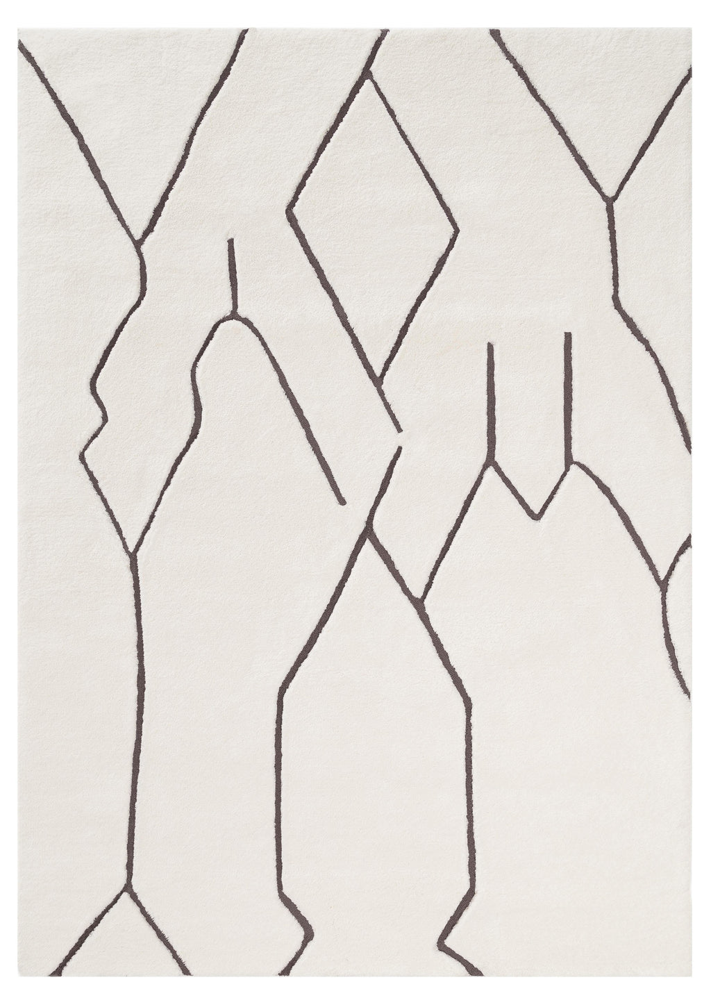 Tahlee Cream and Charcoal Grey Tribal Shag Rug