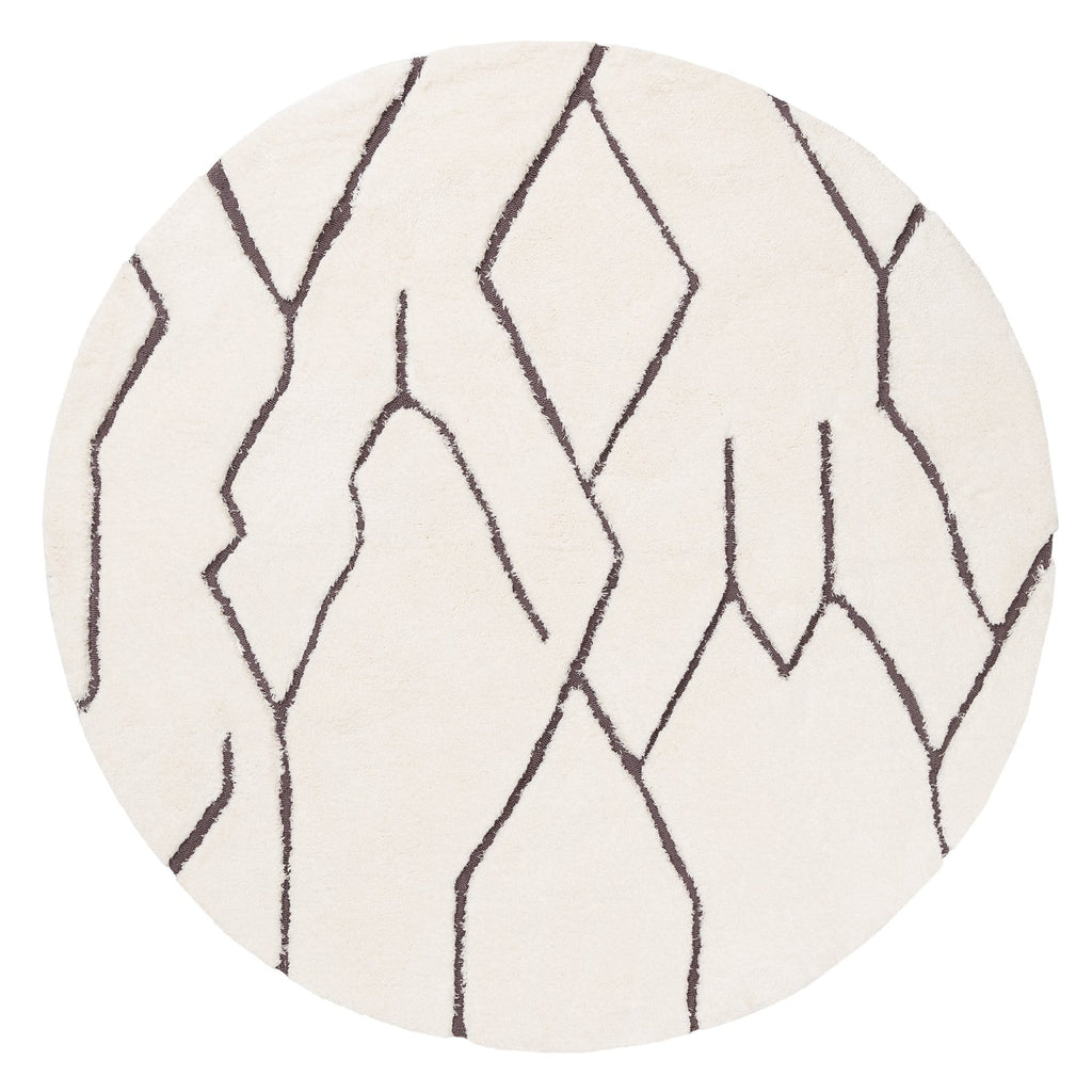 Tahlee Cream and Grey Tribal Round Shag Rug