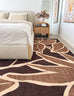 Tamika Brown and Rust Botanical Washable Rug
