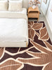 Tamika Brown and Rust Botanical Washable Rug
