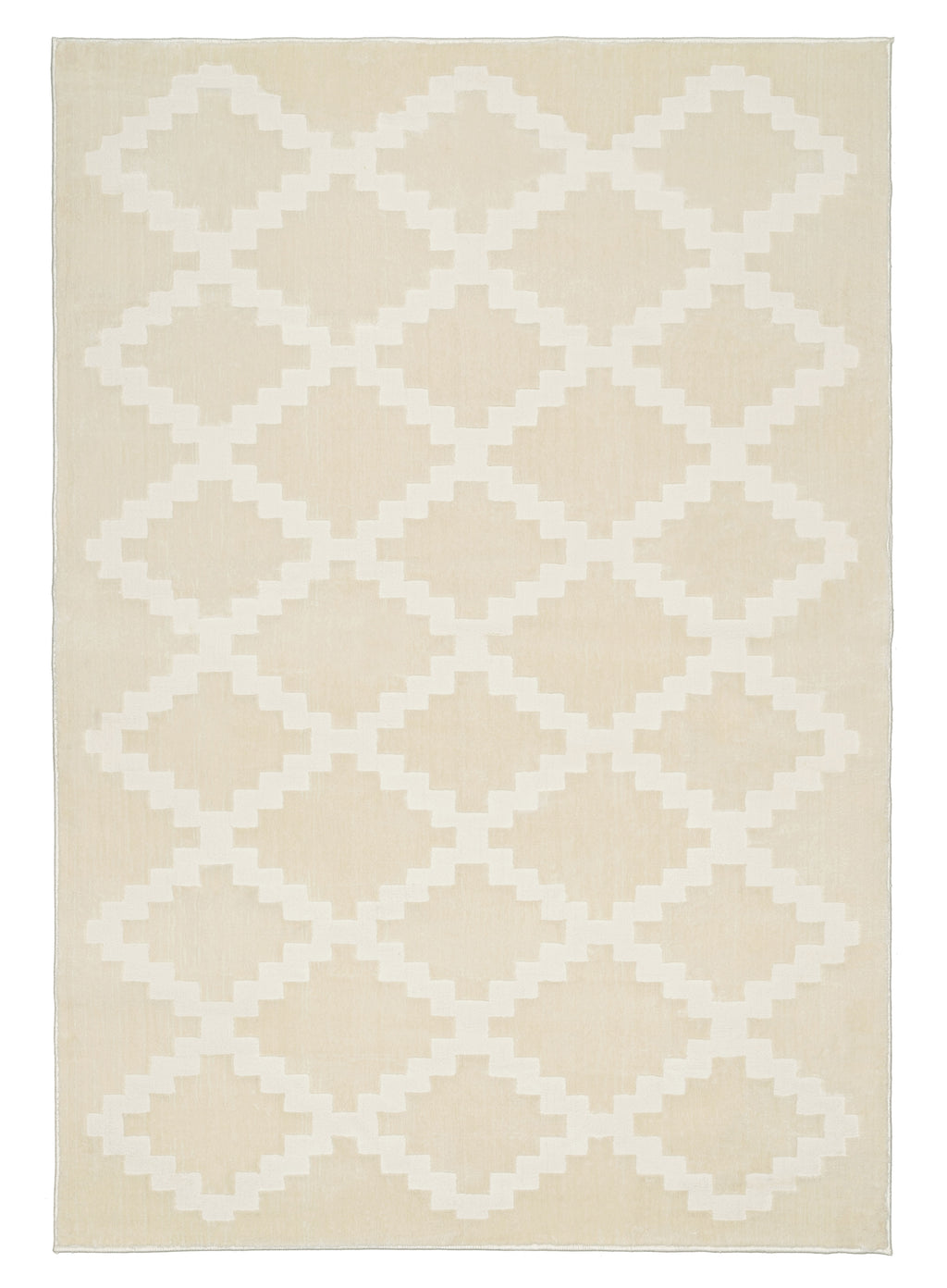 Tata Textured Diamond Neutral Washable Rug