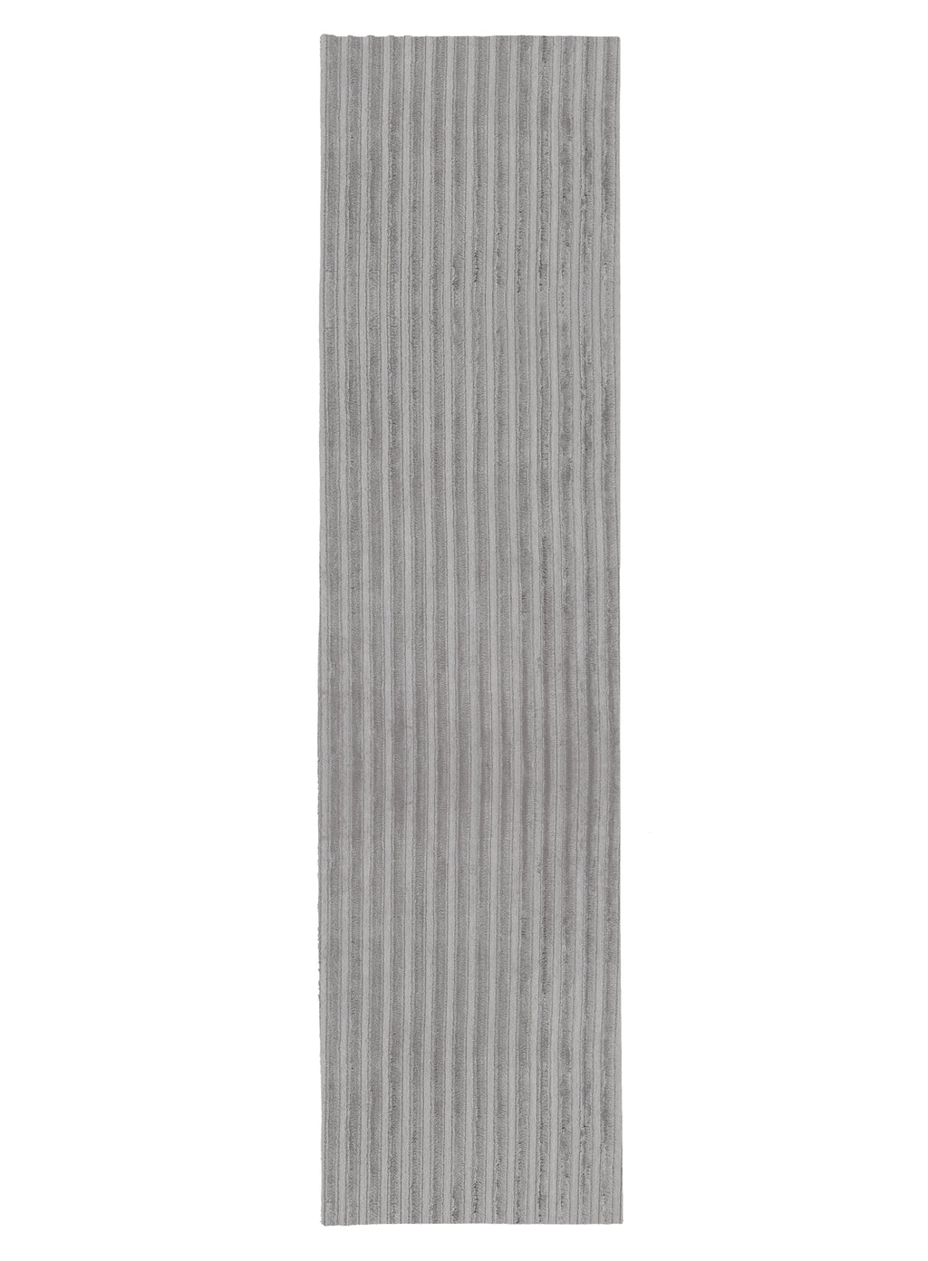 Tonca Grey Striped Washable Faux Fur Runner Rug
