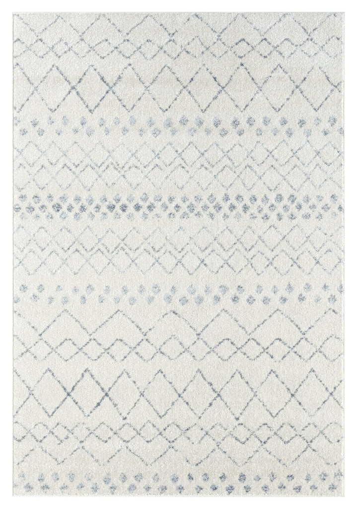 Toni Ivory and Grey Tribal Diamond Rug