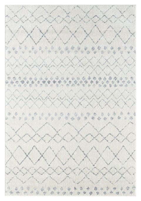 Toni Ivory and Grey Tribal Diamond Rug