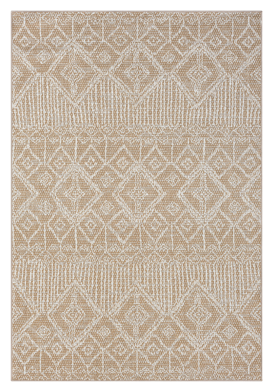 Ullah Brown and Ivory Tribal Flatweave Indoor Outdoor Rug