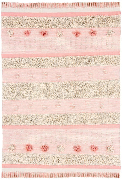 Valentina Pink Tassel Flatweave Cotton Rug