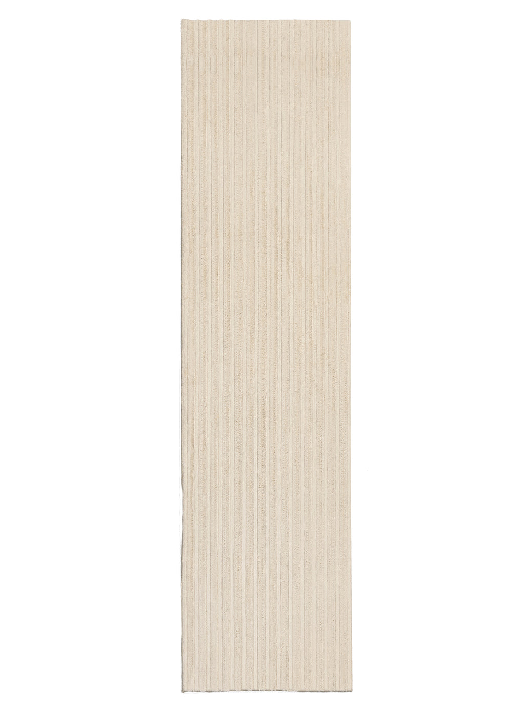 Veluz Cream Striped Washable Faux Fur Runner Rug