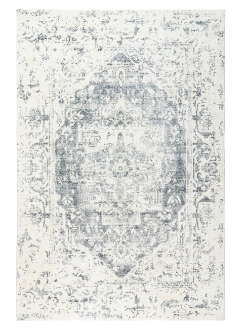 Yelina Cream and Grey Distressed Washable Rug