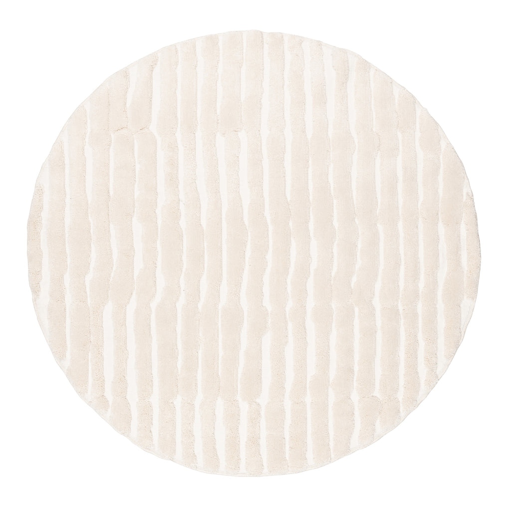 Yoanna Ivory Abstract Striped Round Rug