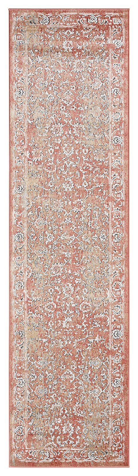 Yolanda Peach Terracotta Transitional Floral Motif Runner Rug