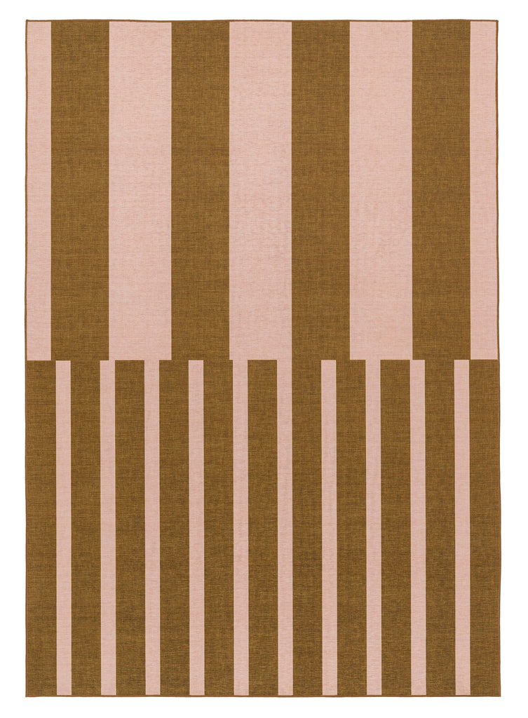 Zahra Taupe and Mocha Striped Indoor Outdoor Rug