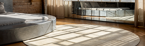 Bedroom with cozy rugs