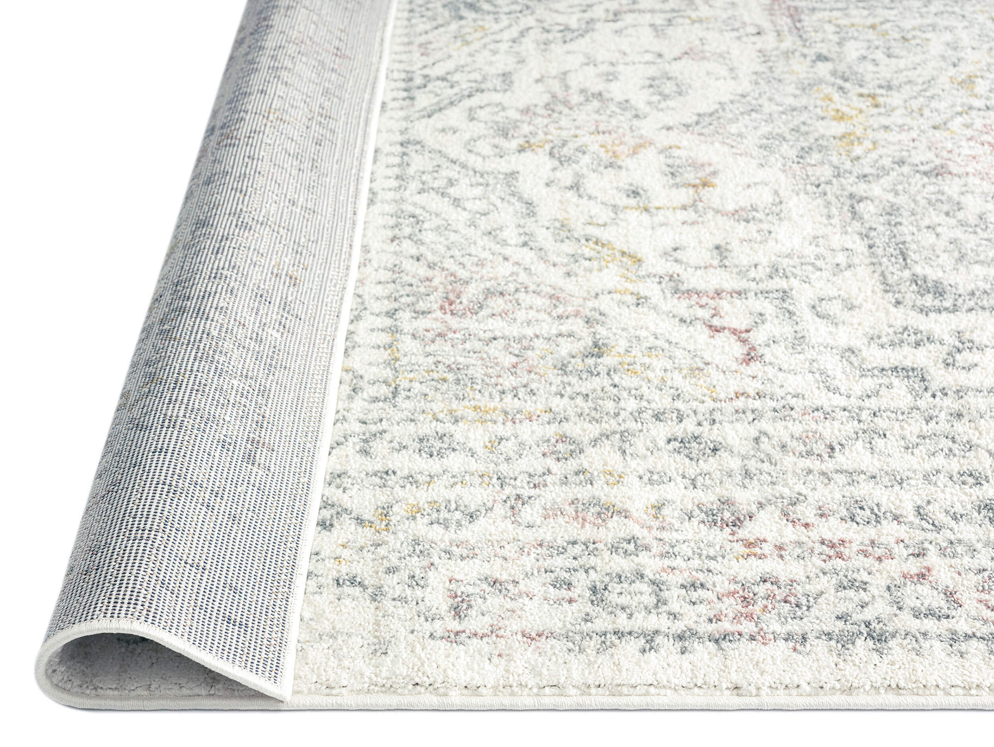 Nasya Pink Yellow and Grey Traditional Medallion Rug *NO RETURNS UNLESS FAULTY