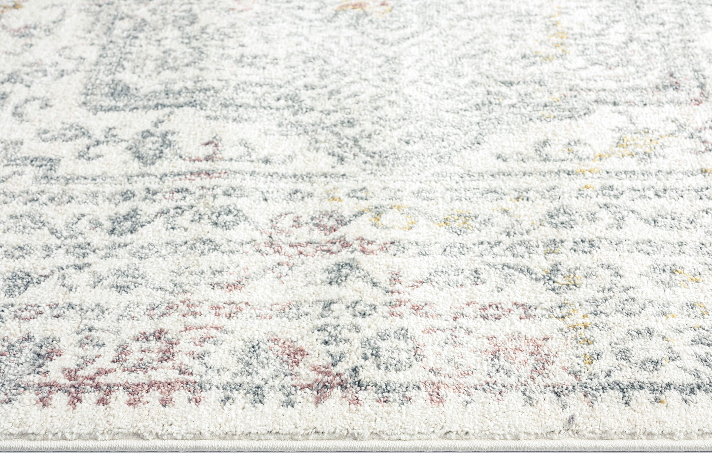 Nasya Pink Yellow and Grey Traditional Medallion Rug *NO RETURNS UNLESS FAULTY