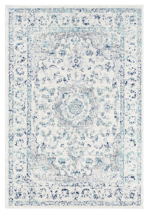 Noor Blue and Ivory Traditional Distressed Rug  *NO RETURNS UNLESS FAULTY