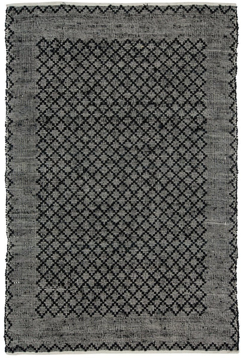 Adisa Scandi Diamond Pattern Charcoal Flatweave Rug