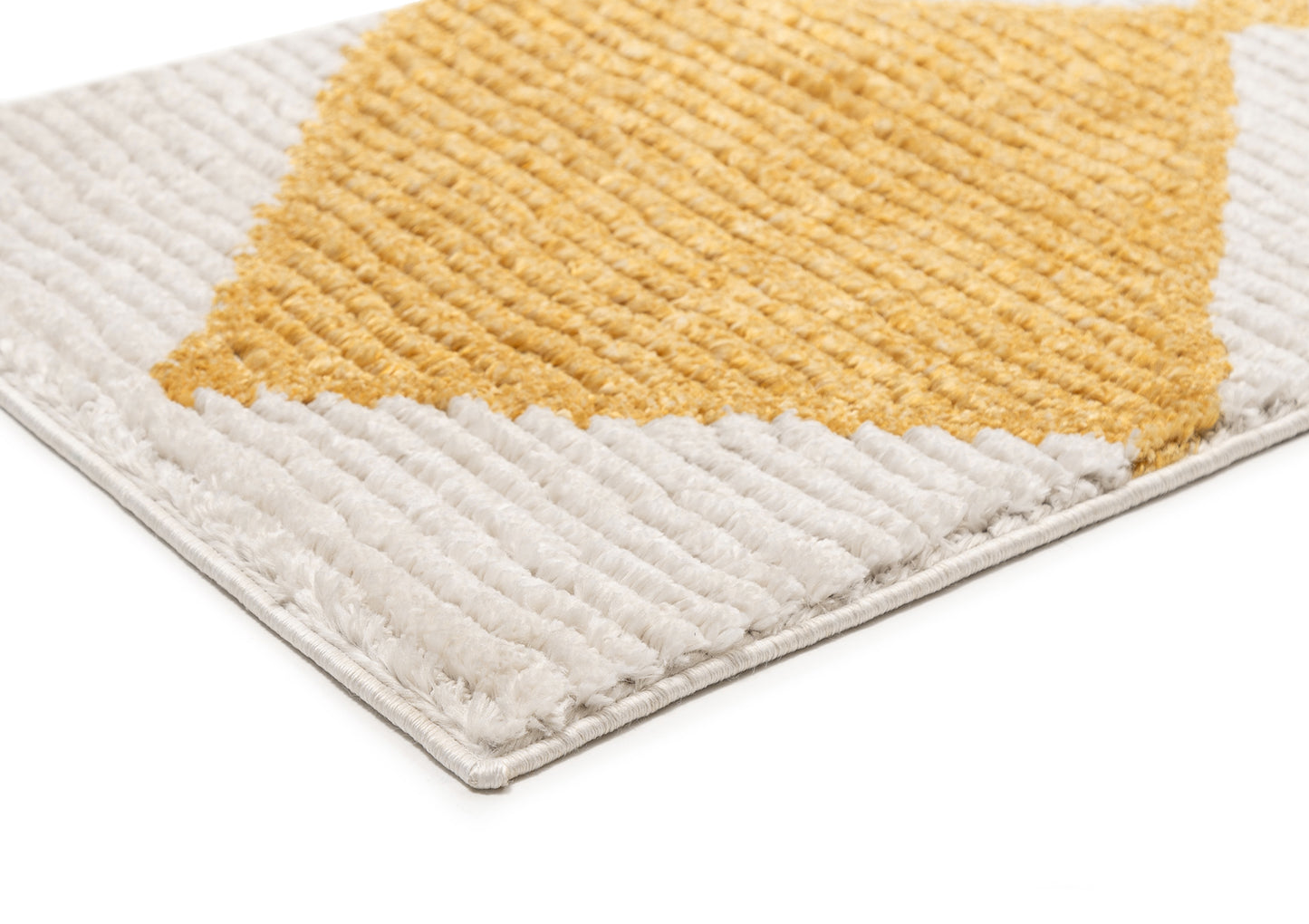 Agatha Ivory and Yellow Checkered Runner Rug