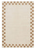 Aiday Beige Checkered Border Washable Rug