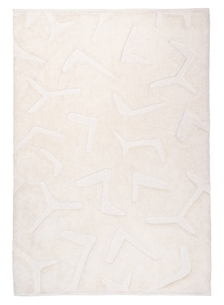 Akkira Abstract Cream Washable Wool Rug