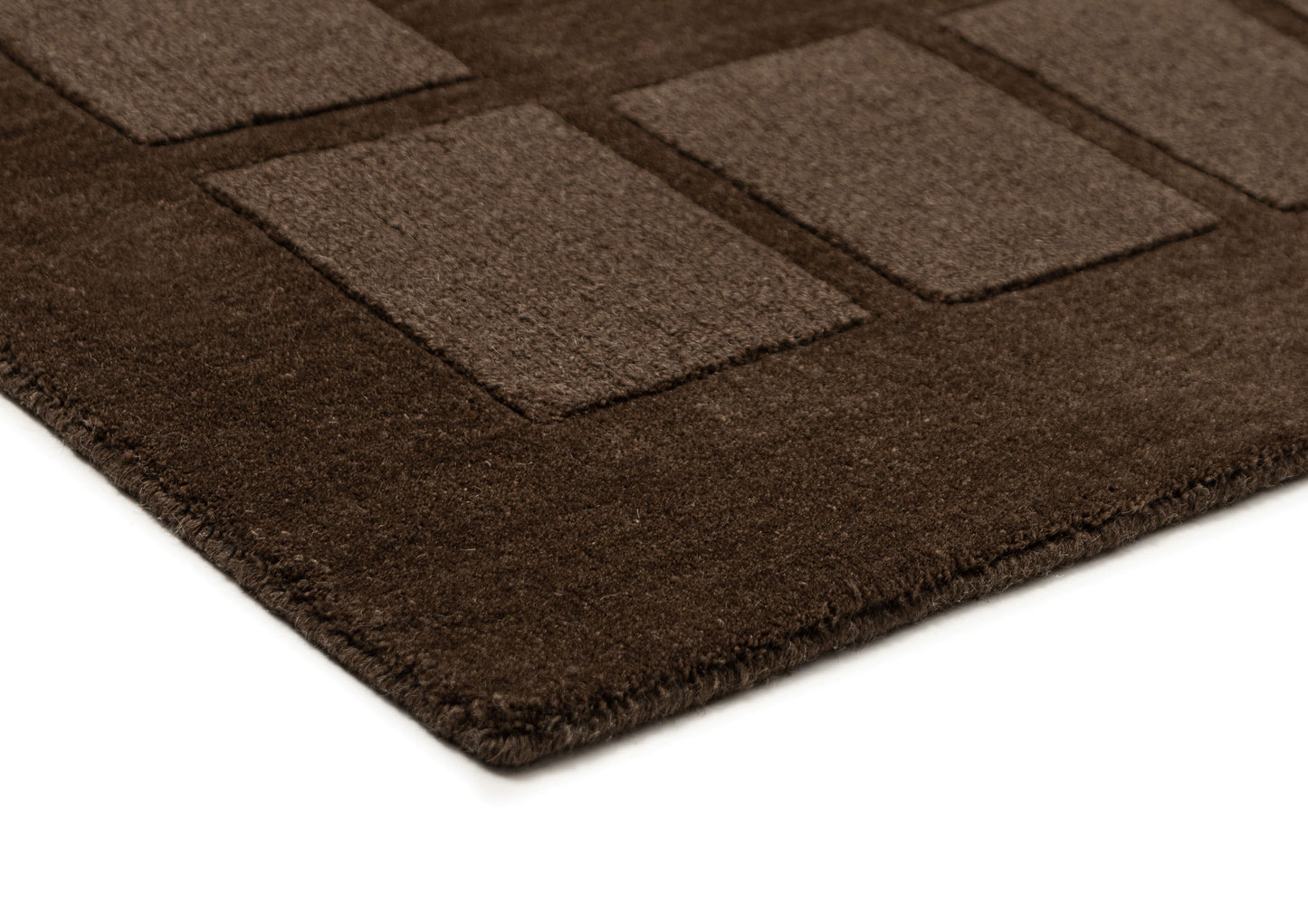 Alarca Chocolate Handloom Geometric Wool Rug