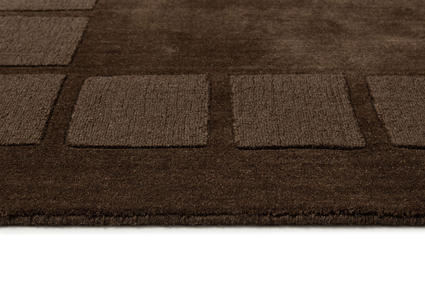 Alarca Chocolate Handloom Geometric Wool Rug