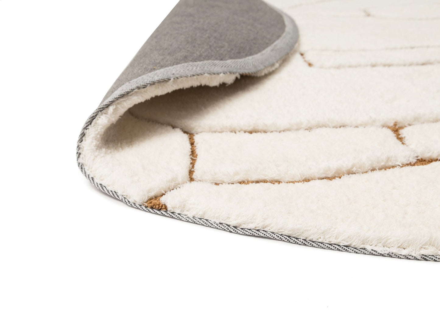Alayna Cream and Gold Tribal Round Shag Rug