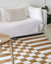 Alula Brown and White Checkered and Striped Rug