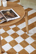 Alula Brown and White Checkered and Striped Rug