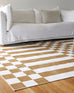 Alula Brown and White Checkered and Striped Rug