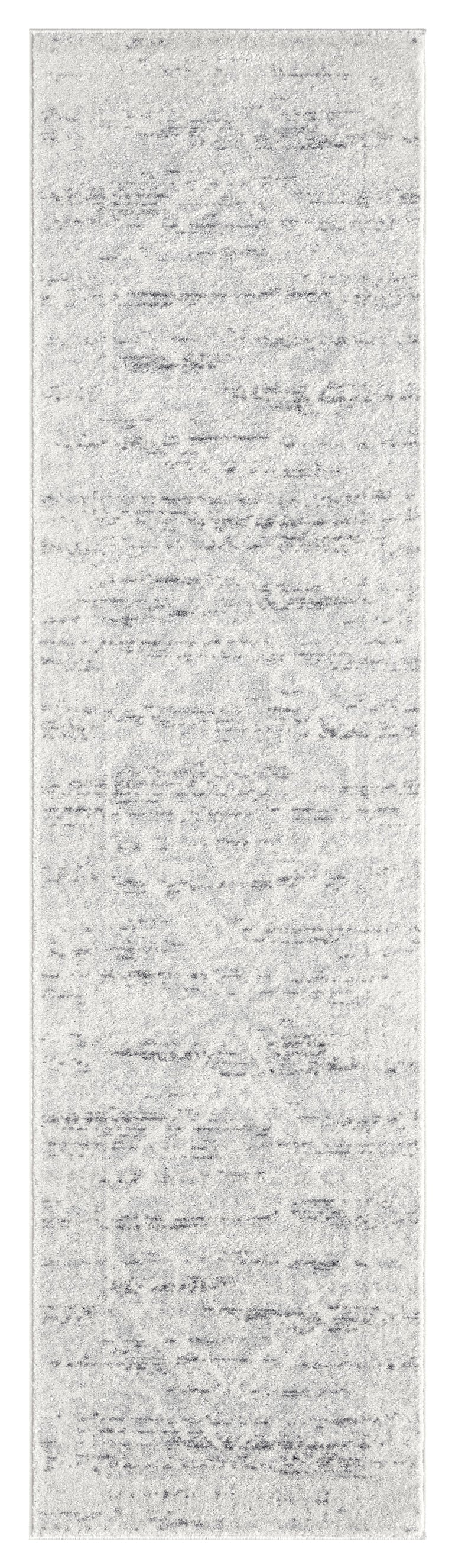 Andra Grey and Ivory Traditional Distressed Runner Rug
