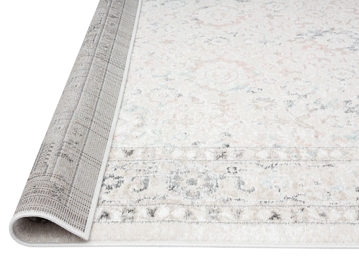 Anine Cream And Grey Multi-Colour Traditional Floral Runner Rug