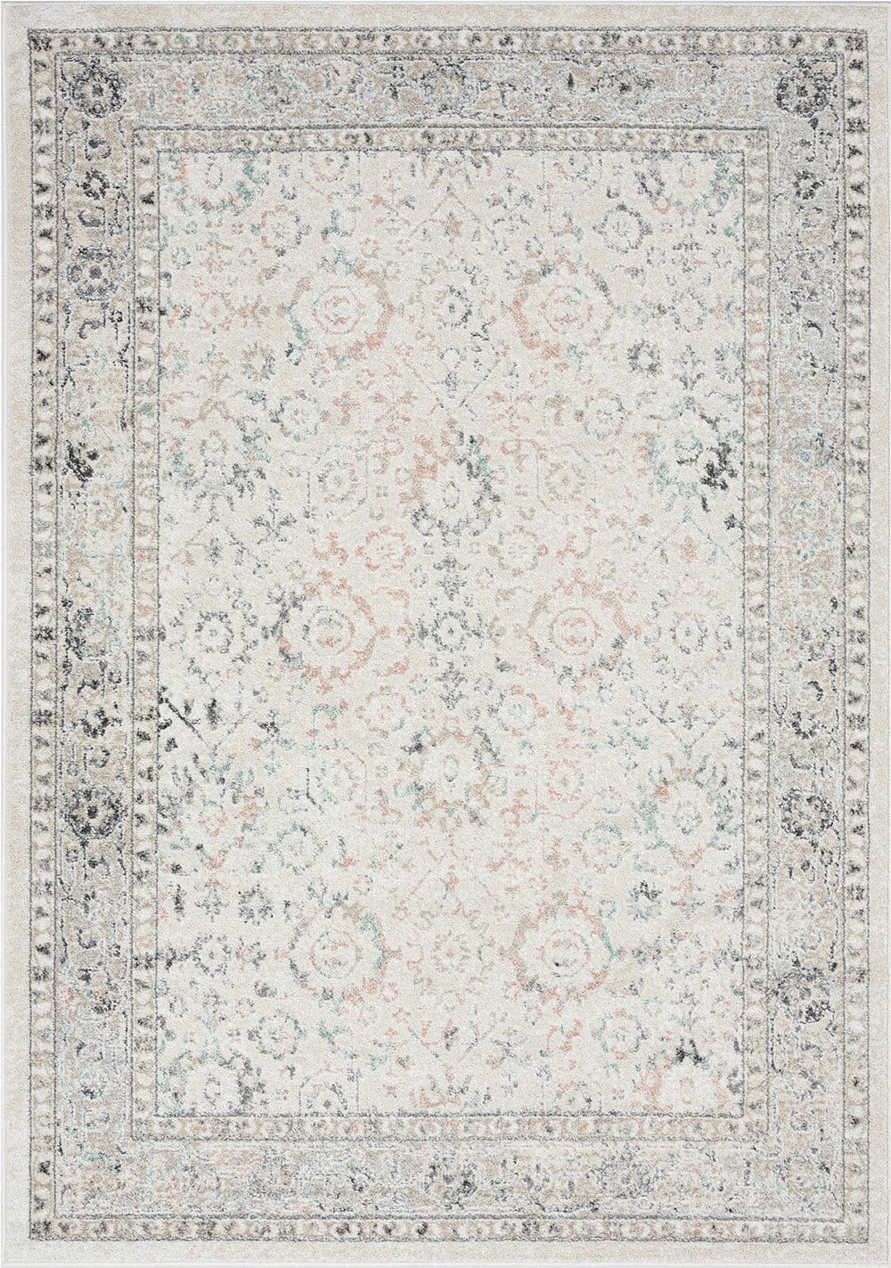 Anine Cream And Grey Multi-Colour Traditional Floral Rug