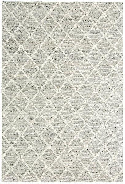 Anja Grey and Ivory Lattice Wool Rug
