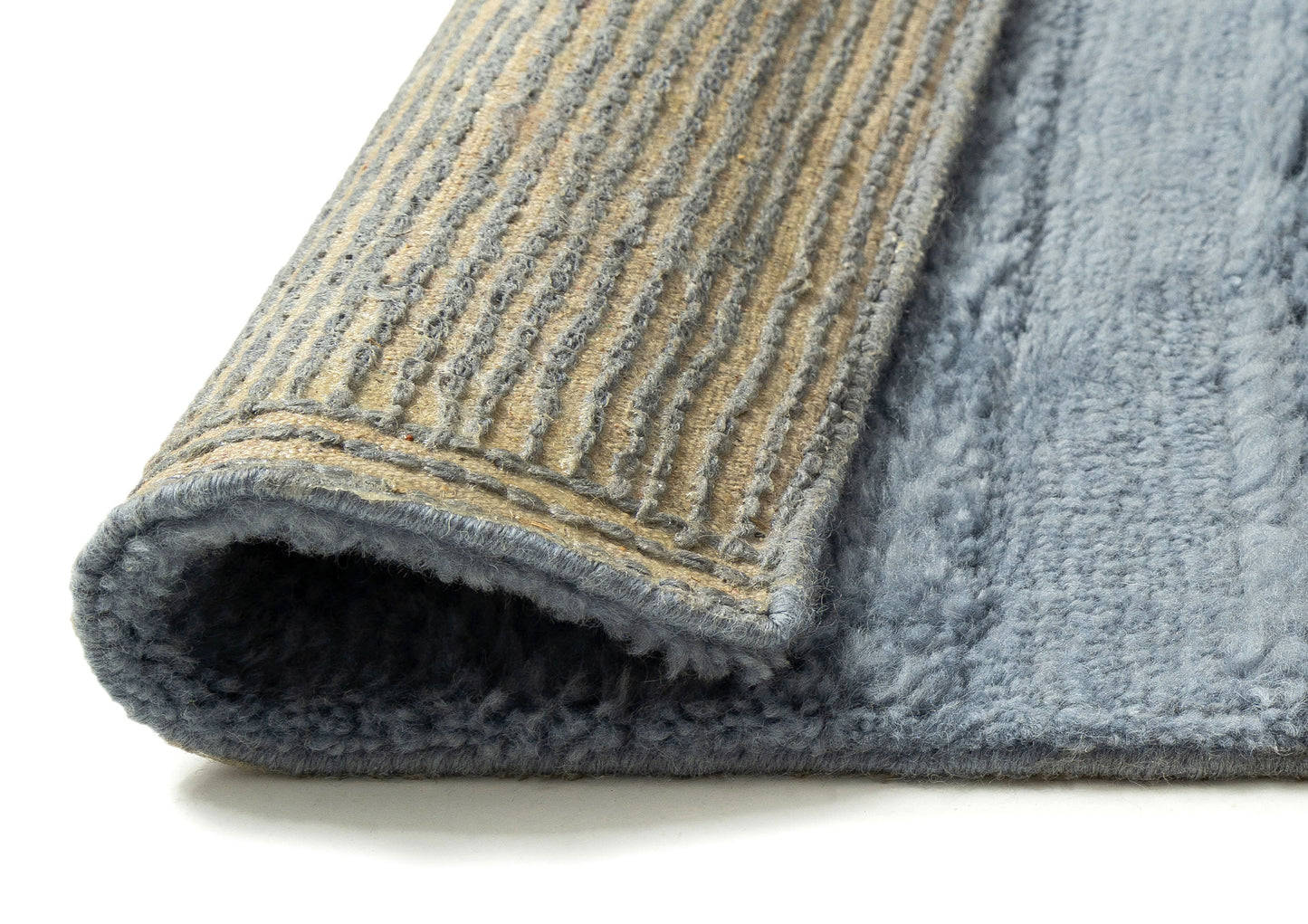 Araminta Blue Geometric Wool Shag Rug