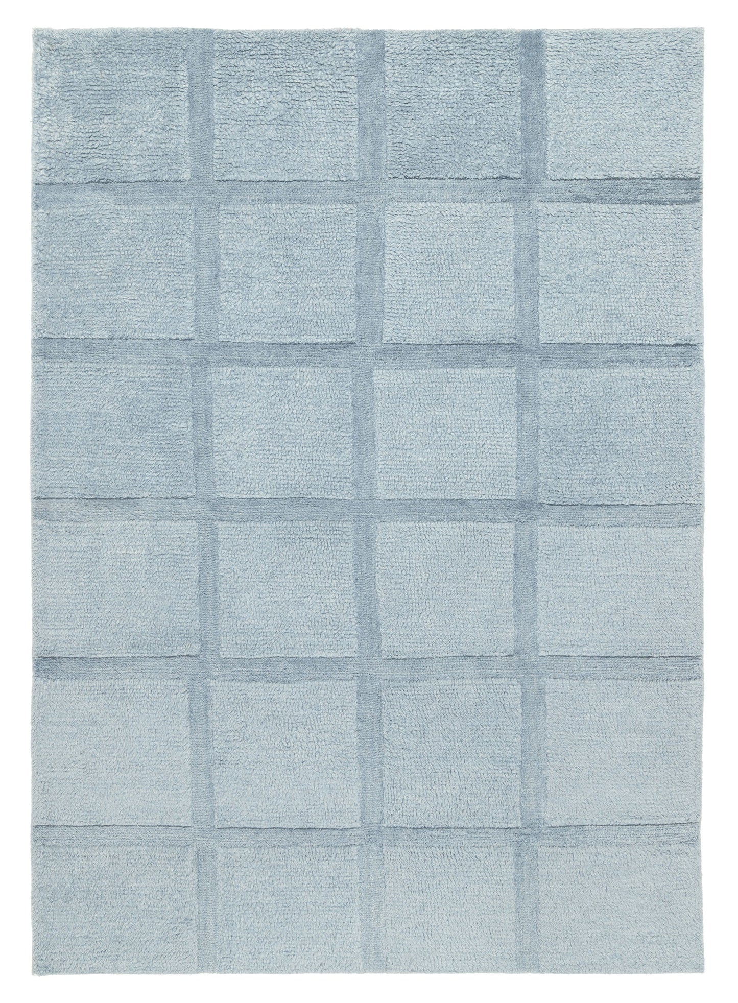 Araminta Blue Geometric Wool Shag Rug