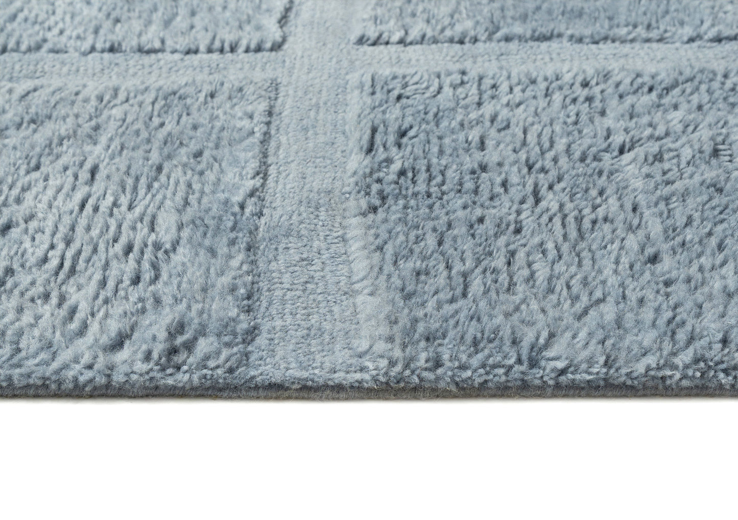 Araminta Blue Geometric Wool Shag Rug