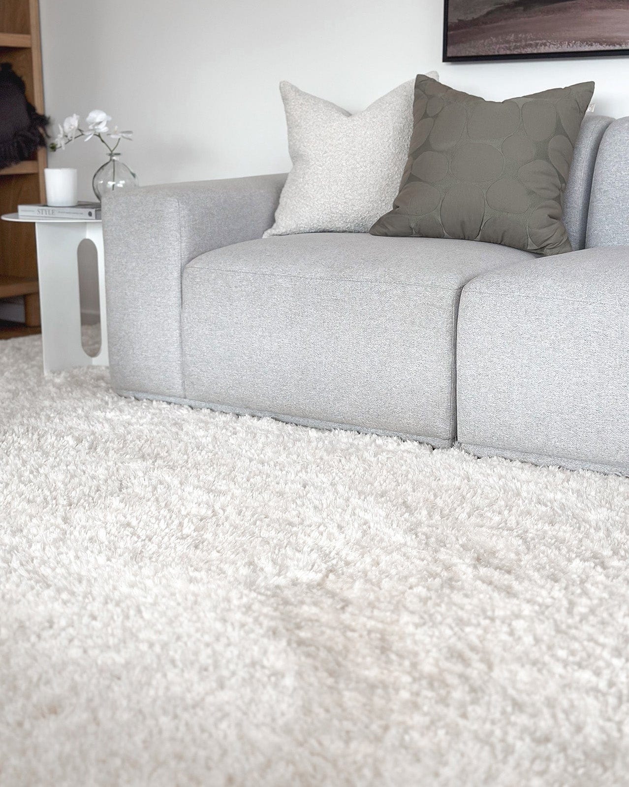 Athena Ivory Handmade Shag Rug