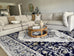 Basia Navy Blue and Yellow Traditional Medallion Rug