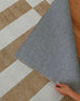 Batini Brown and White Checkered and Striped Washable Rug