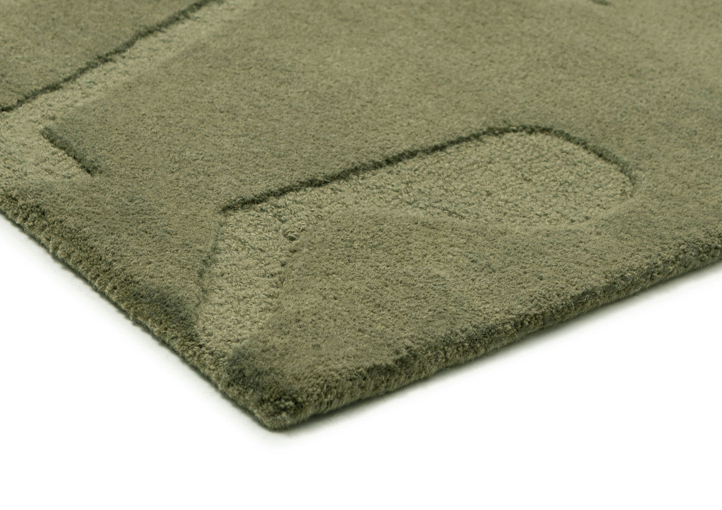 Betania Olive Green Carved Wool Rug