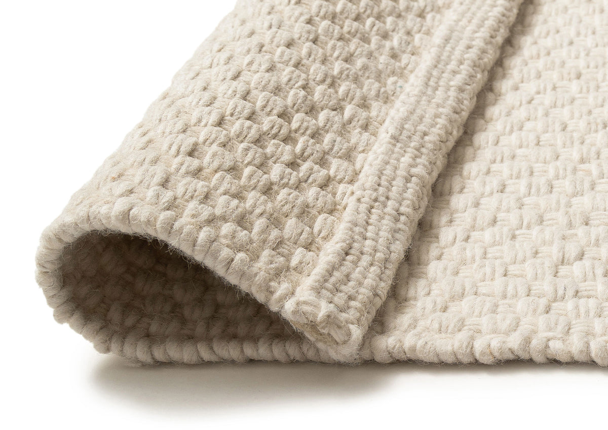 Brecia Cream Basket Weave Wool Rug